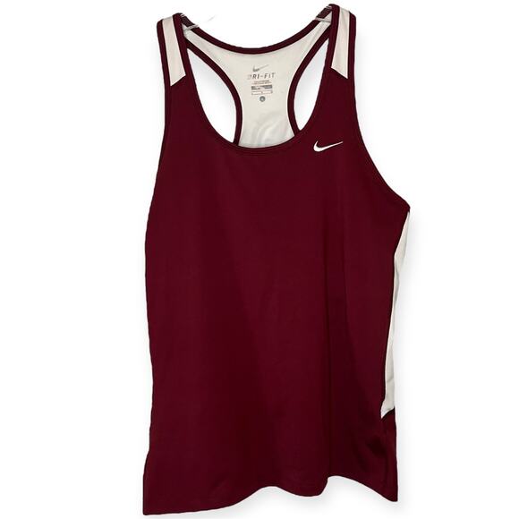 Nike Dri-FIT Airbone Racerback Tank Top Maroon White Sz Large Running Training - Picture 1 of 7